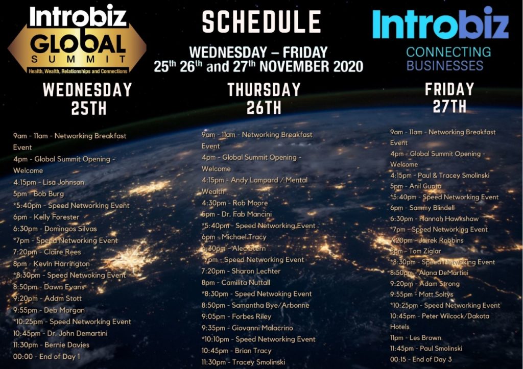 Introbiz Global Summit Schedule